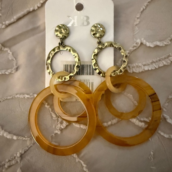 Kb Jewelry - Stylish Gold and Tan Hoop Earrings
